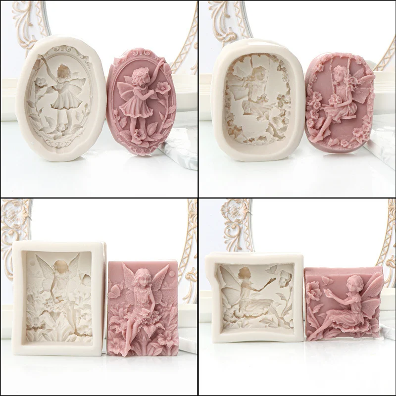 Flower Fairy Silicone Soap Mold DIY Elf Angel Girl Candle Resin Plaster Making Tool Geometry Chocolate Mould Home Decor Gifts