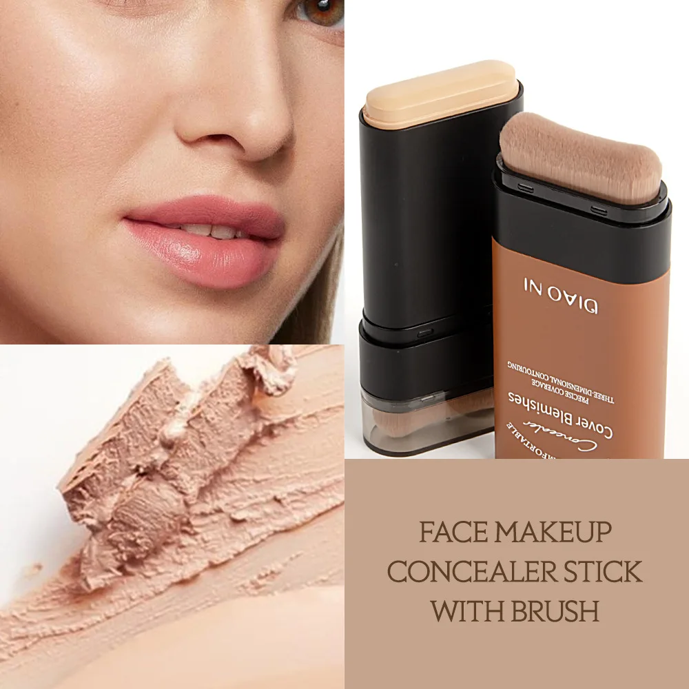 Foundation Stick 2in 1Foundation Stick Dual Head with Brush Moisture Translucent Foundation LongLasting Eraser Foundations Stick