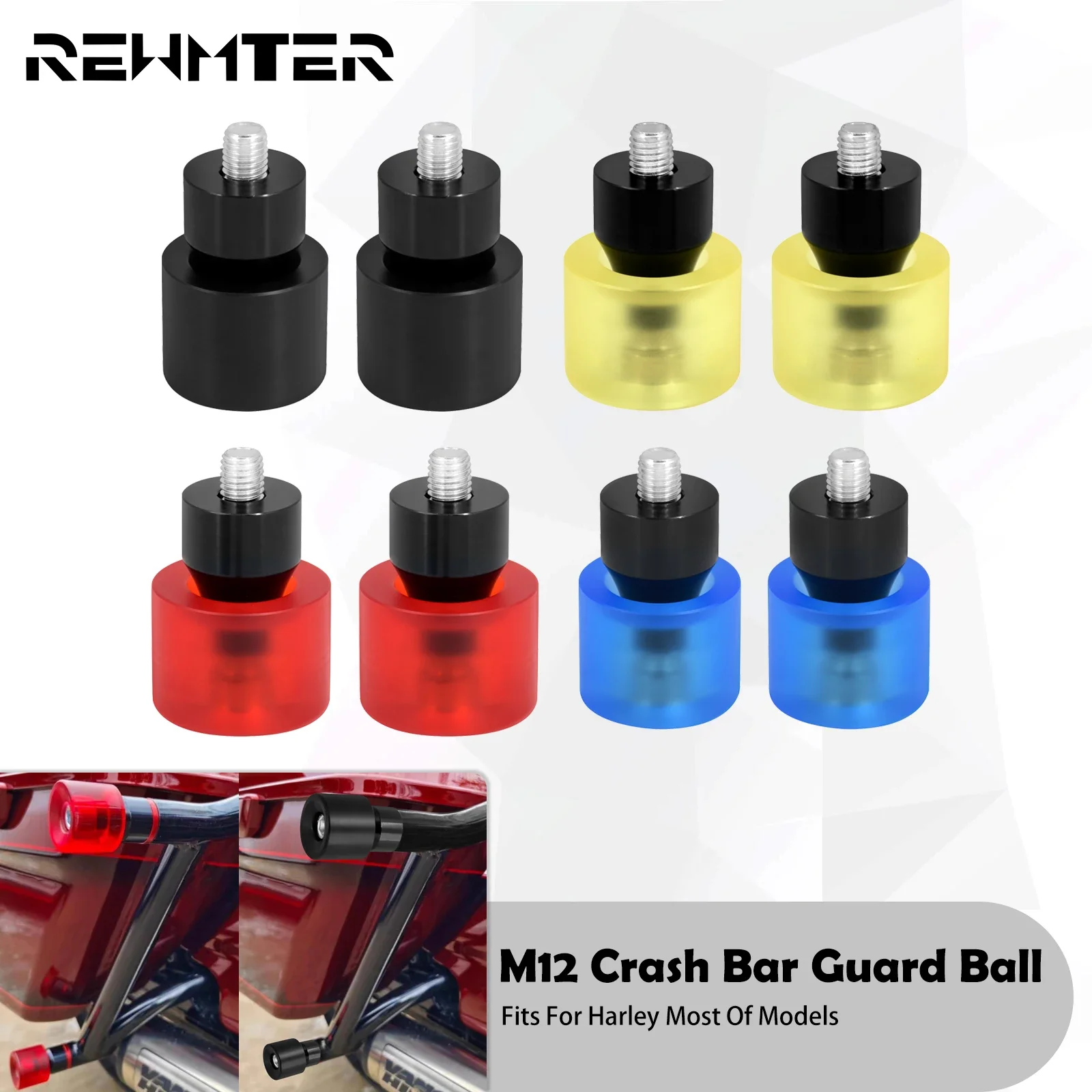 

M12 Crash Bar Protector Ball Motorcycle Engine Guard Saddlebag Collision Bumpers Ball For Harley Touring Softail Sportster Dyna