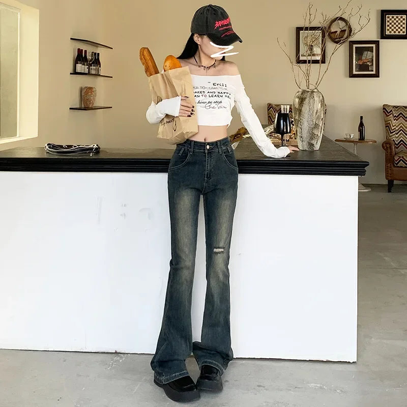 Vintage High-Waisted Slimming Stretch Denim Jeans For Women New Arrival Fall/Winter Fashion Trend Bootcut Pants