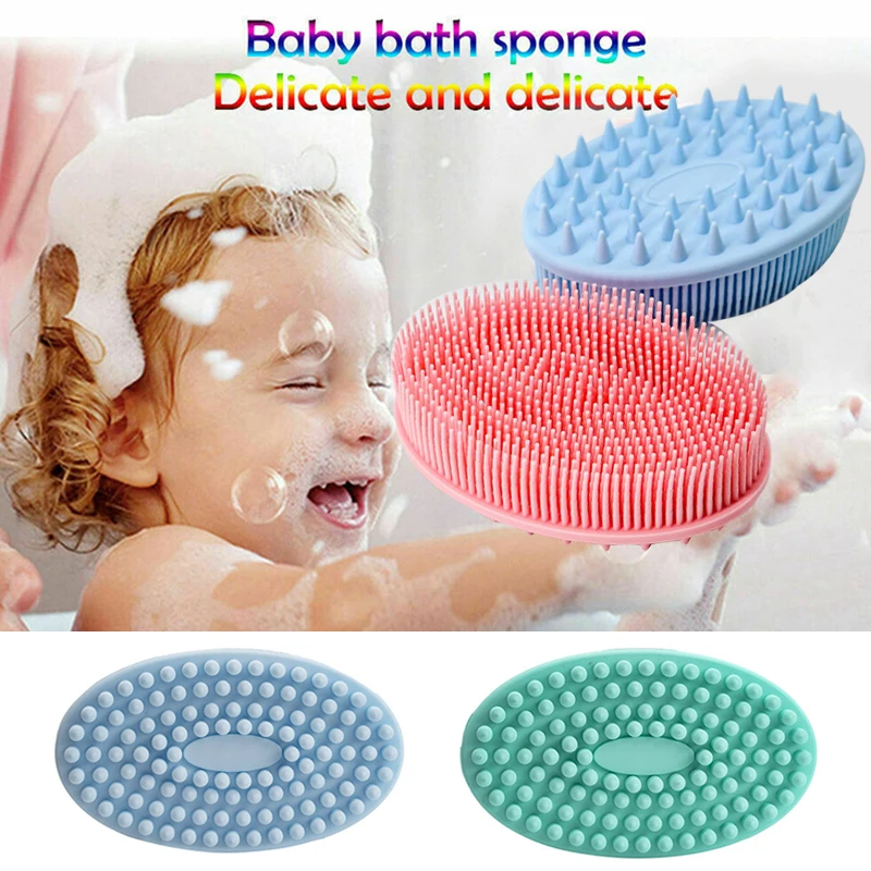 Exfoliating Sponge Dead Body Scrubber Skin Head Washing Brush Comb Silicone Bristle Bath Brush Scalp Massager Bath Tool Hygienic