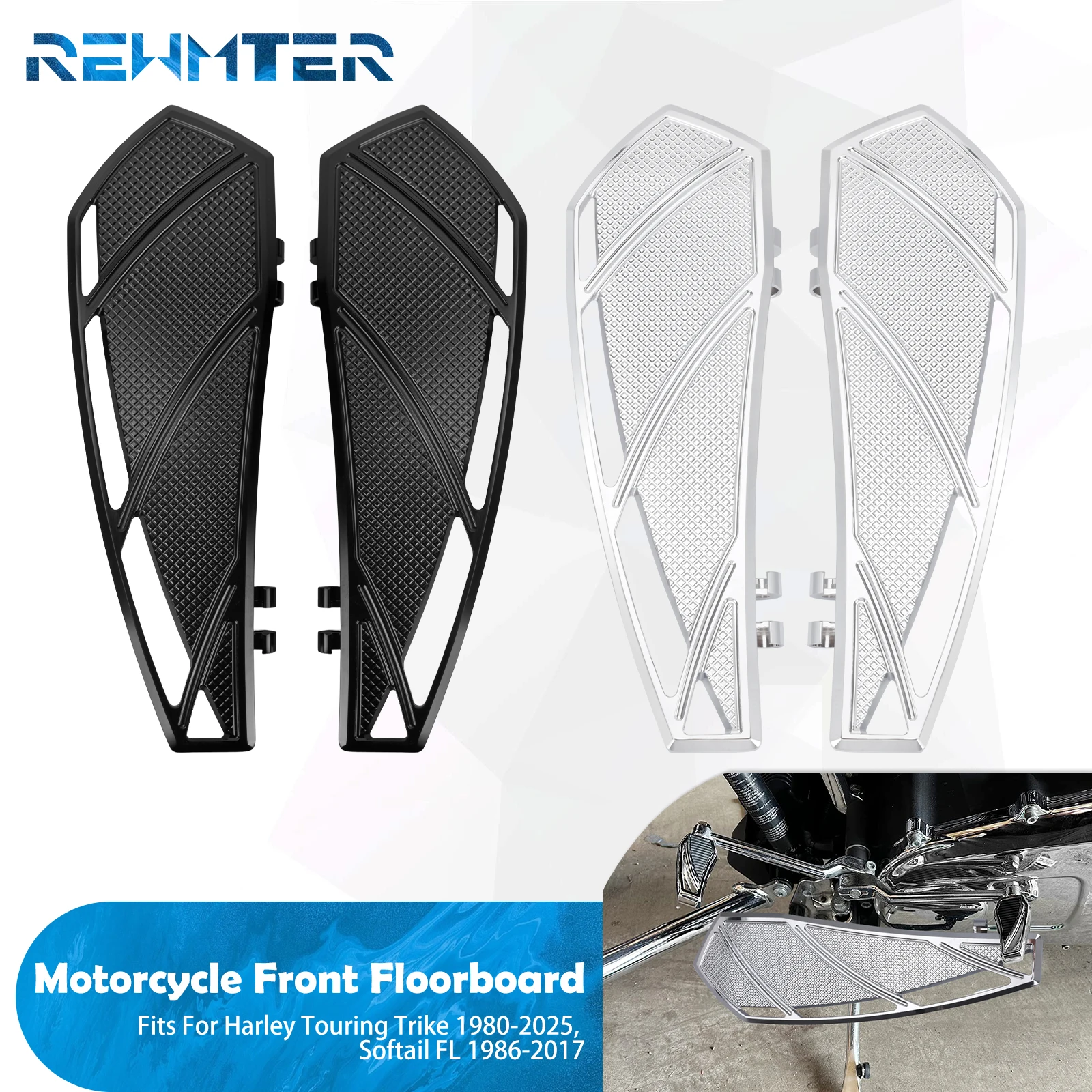 Motorcycle Floorboards Driver Foot Pegs Front Footpegs For Harley Touring 1986-UP Softail FL 86-17 Dyna FLD 12-16 Trike 2008-UP