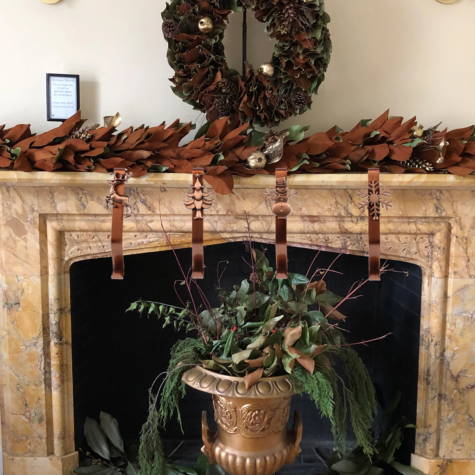 

Stocking Hook Decorations Fireplace Hanging Rustic Iron Mantel Hanger for Garland