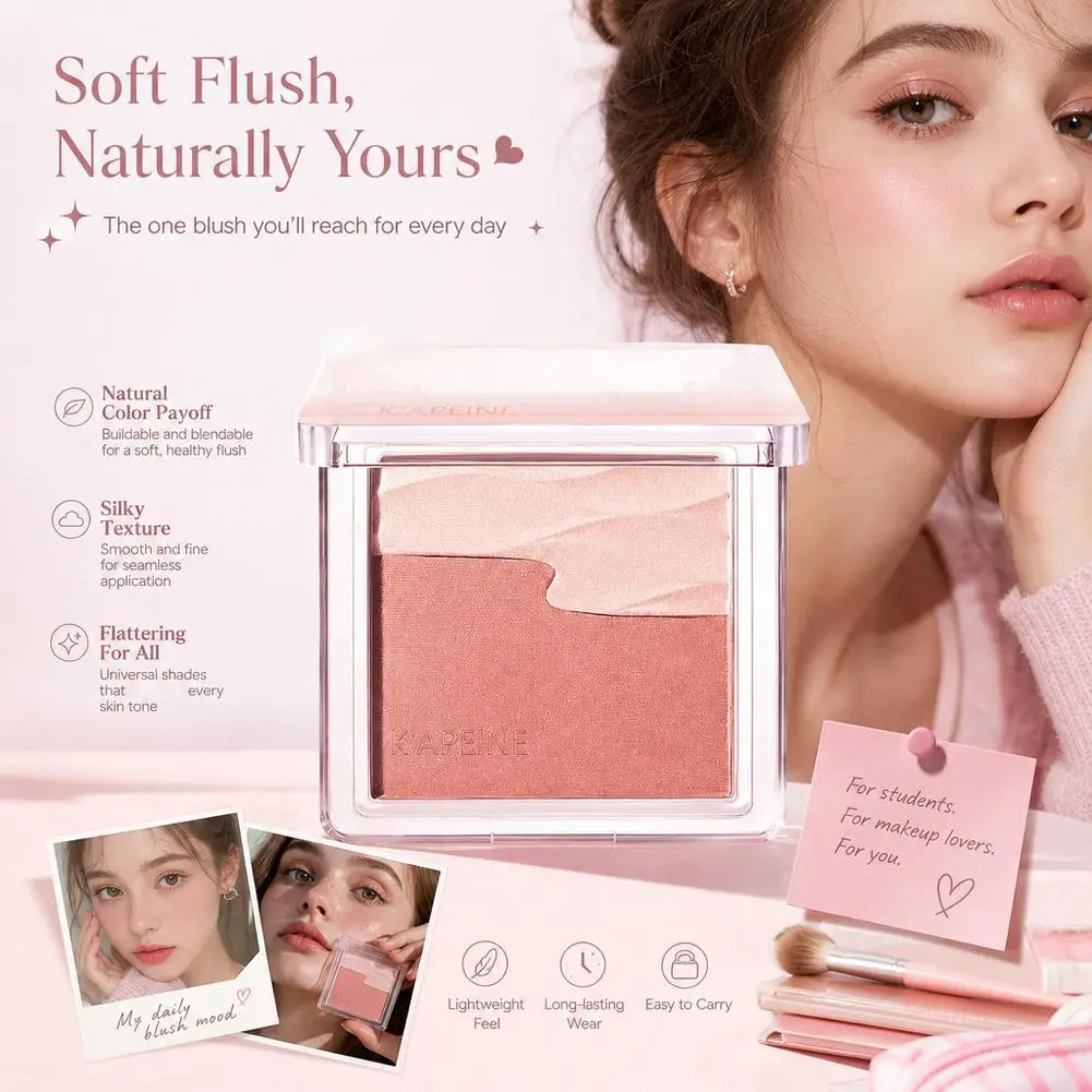 Water Satin Glow Blush Two-color Expansion Blusher Natural Flush Cheek Makeup Longlasting Breathable Brighten Face Contouring