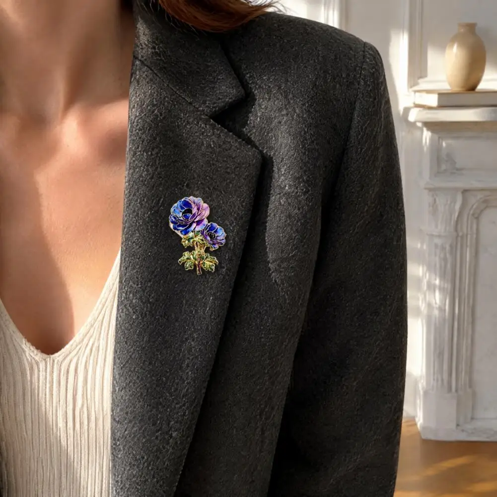 Golden Tone Floral Pins Floral Lapel Pins Women Enamel Flower Brooch Set Rose Peony Carnation Lapel Pins Oil Dripping for Coats