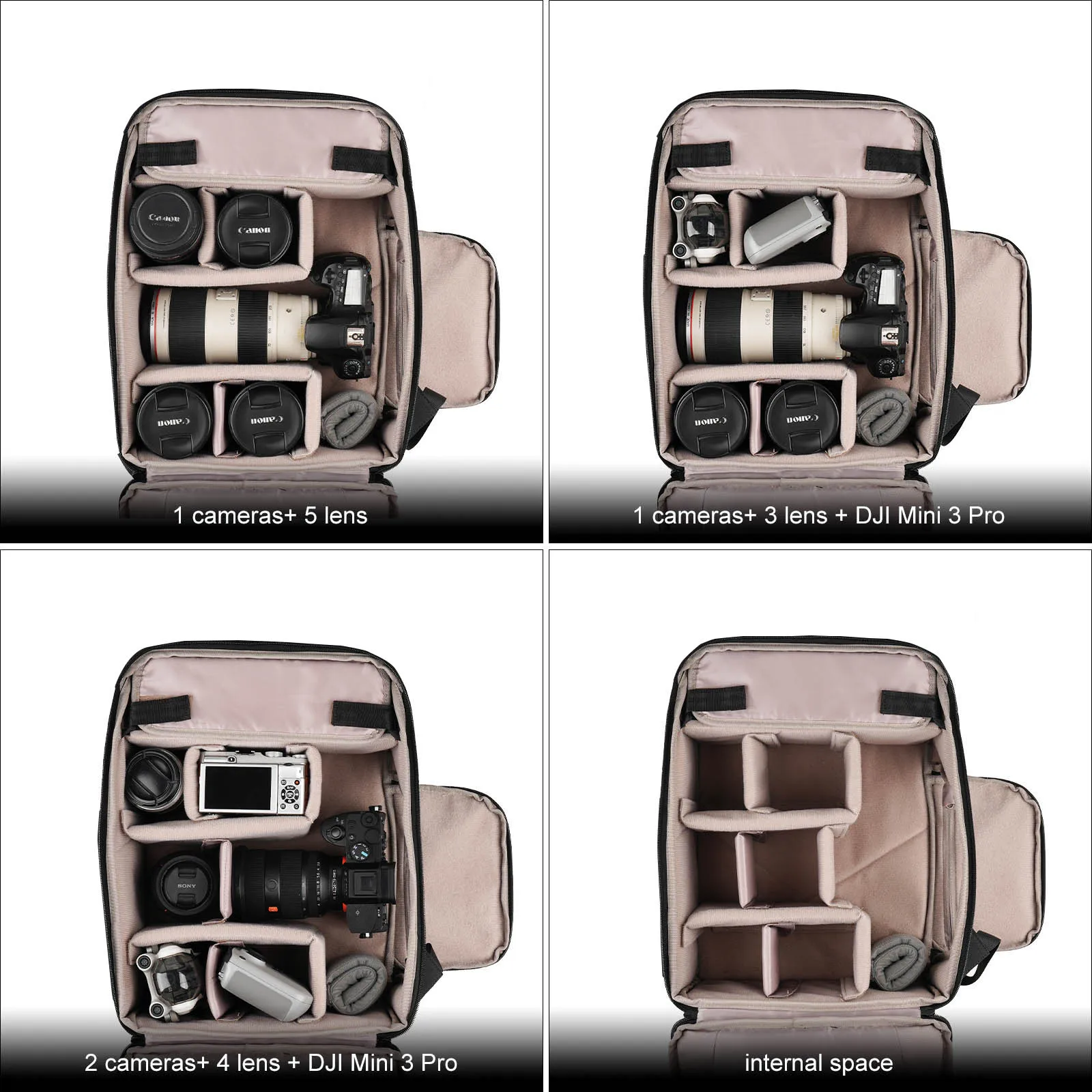 Besnfoto Professional Camera Backpack Waterproof Expandable Roll Top for DSLR Mirrorless Drones Photography Bag Fits 16" Laptop