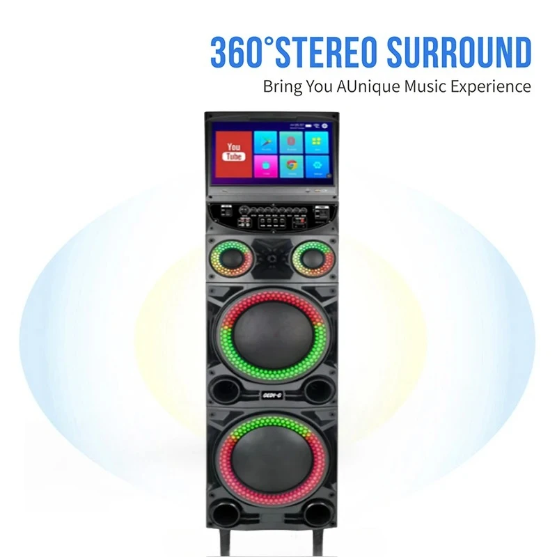 .Portable Karaoke Machine, GD-1415， Touch Screen, 15.4 Inches, Karaoke Sound System, Intelligent System, Colorful LED Lights
