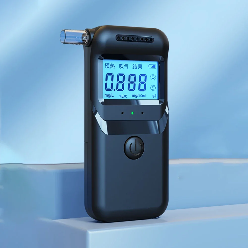 Digital Alcohol Breath Tester with 5 Mouthpieces LCD Display Portable Breathalyzer Alcoholometer for Personal & Professional Use