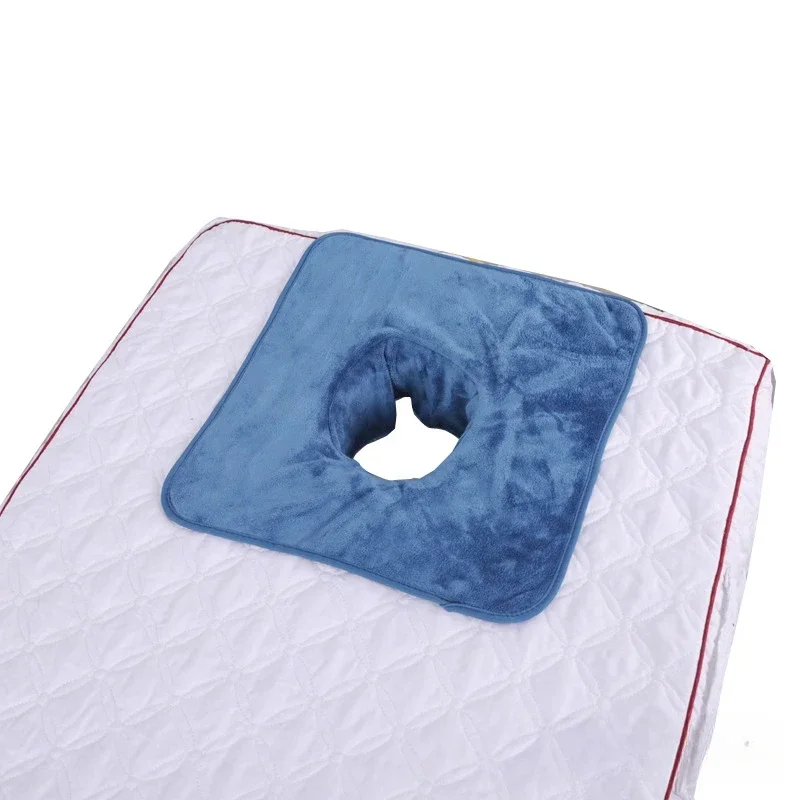 Square 35*35cm Velvet Thickened Beauty SPA Massage Table Planking Face Towel with Face Berath Hole SPA Massage Bedspread Towel