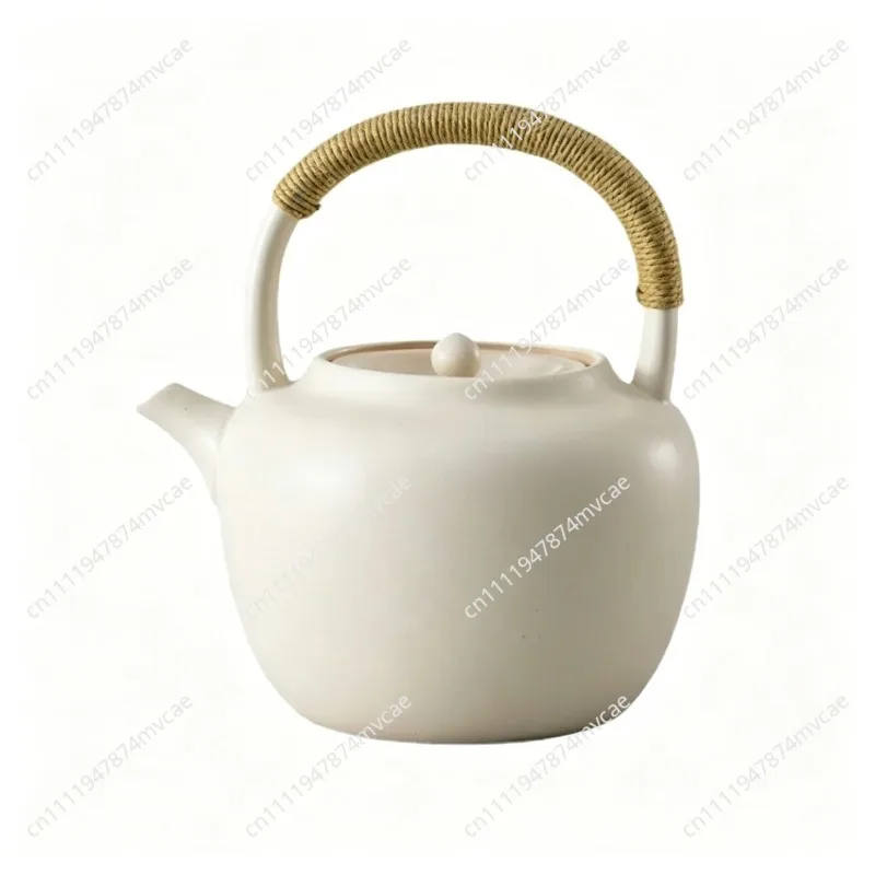 Handmade Clay Pot Kettle,Ceramic Rope Wrapped Tea Pot with Filter Hole,Electric Ceramic Stove for Boiling and Brewing Tea