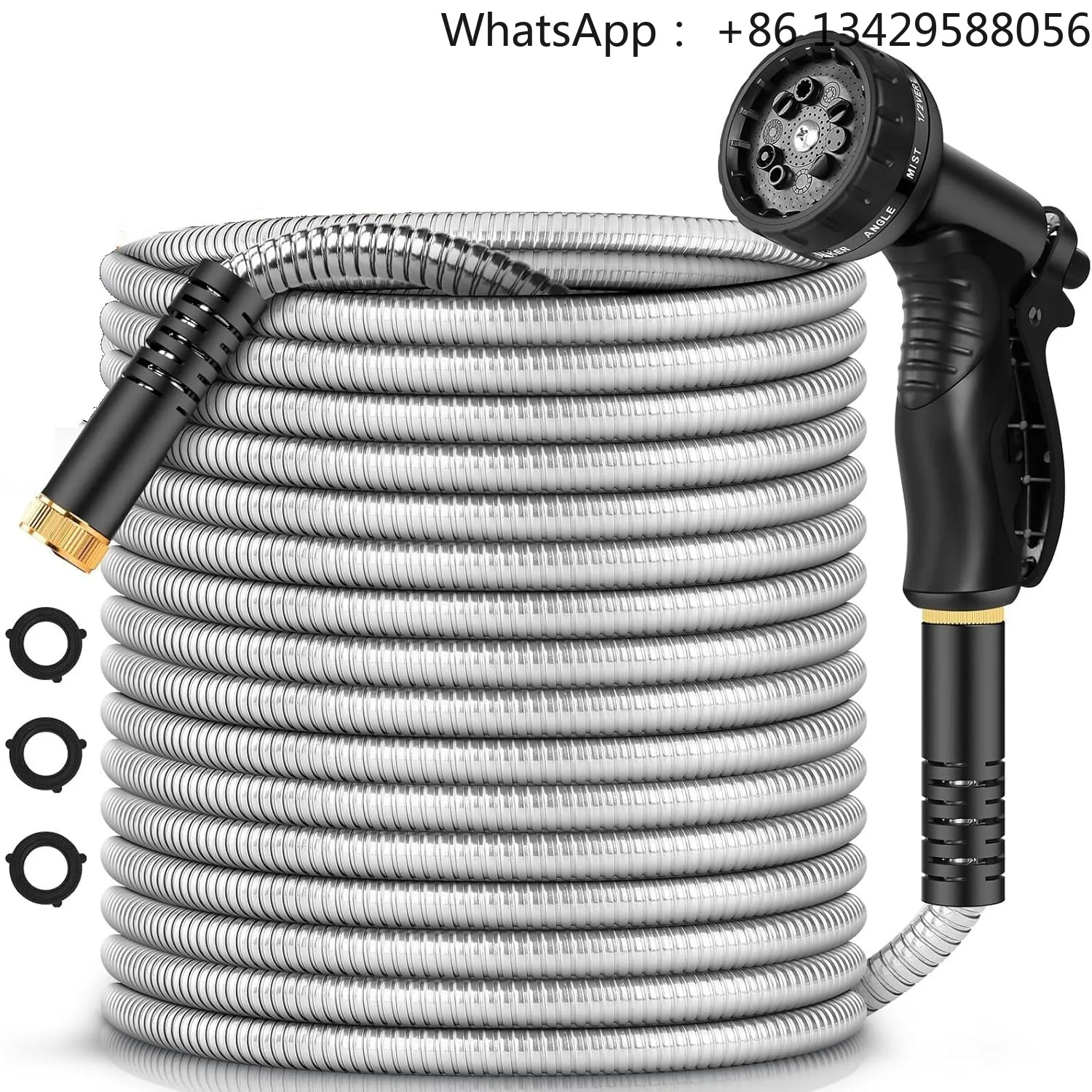 Stainless Steel  Garden Water Hose Durable  Flexible 25-100 FT Garden Hose with 10 Pattern Spray Nozzle for Watering
