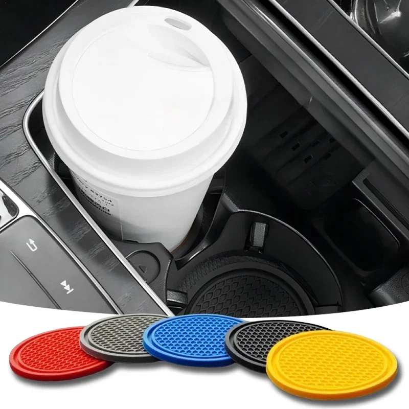 2PCS Universal Car Coasters New Silicone Non-slip Travel Cup Holder Auto Interior Centre Console Recess Decorative Accessories