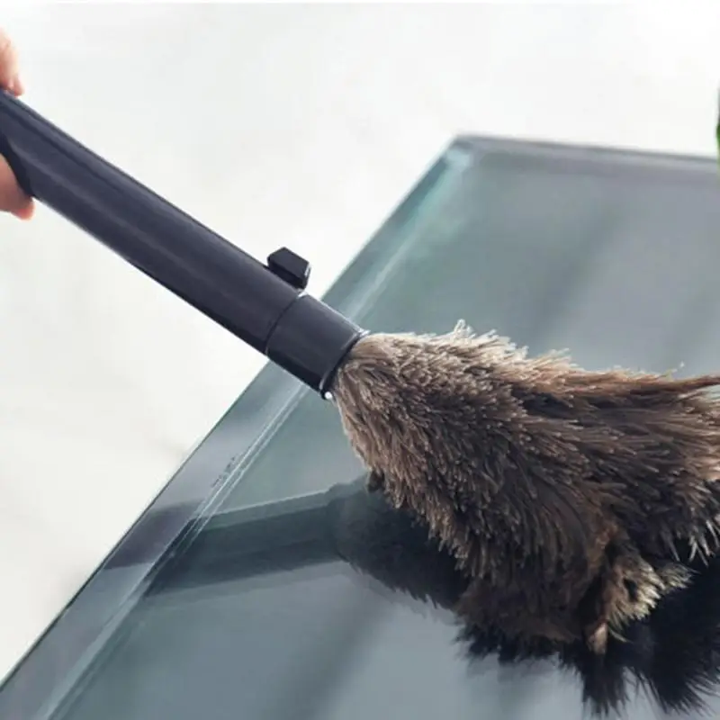 1Pcs Retractable FeatherDuster Ostrich Feathers Duster with Long Handle for Home CarOffice Cleaning Retractable Duster