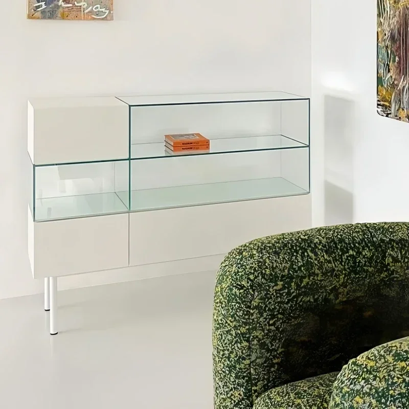 Modern Living Room Glass Drawer Side Italian Chest  Storage Dining Side Cabinet