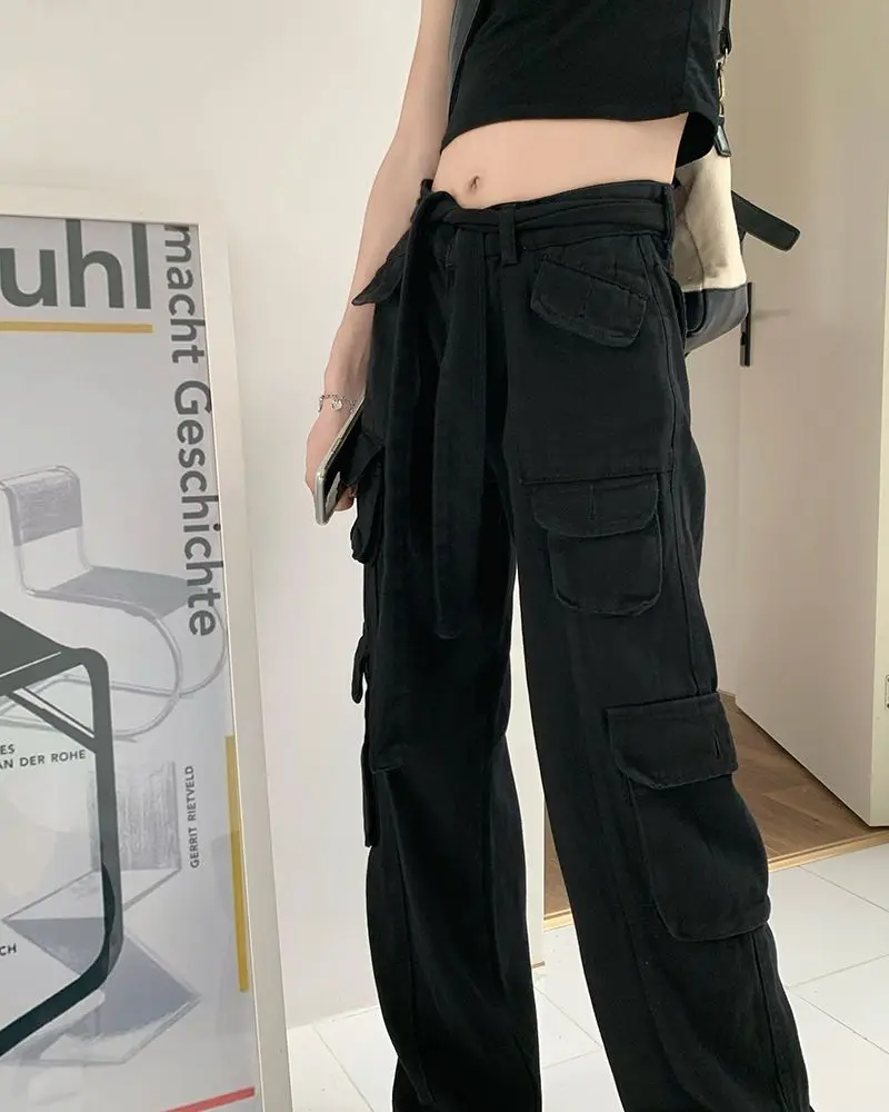 Vintage High Waisted Denim Pants Summer Autumn Casual Y2k Loose Trousers Wide Leg Cargo Pants Streetwear Baggy Jeans for Women