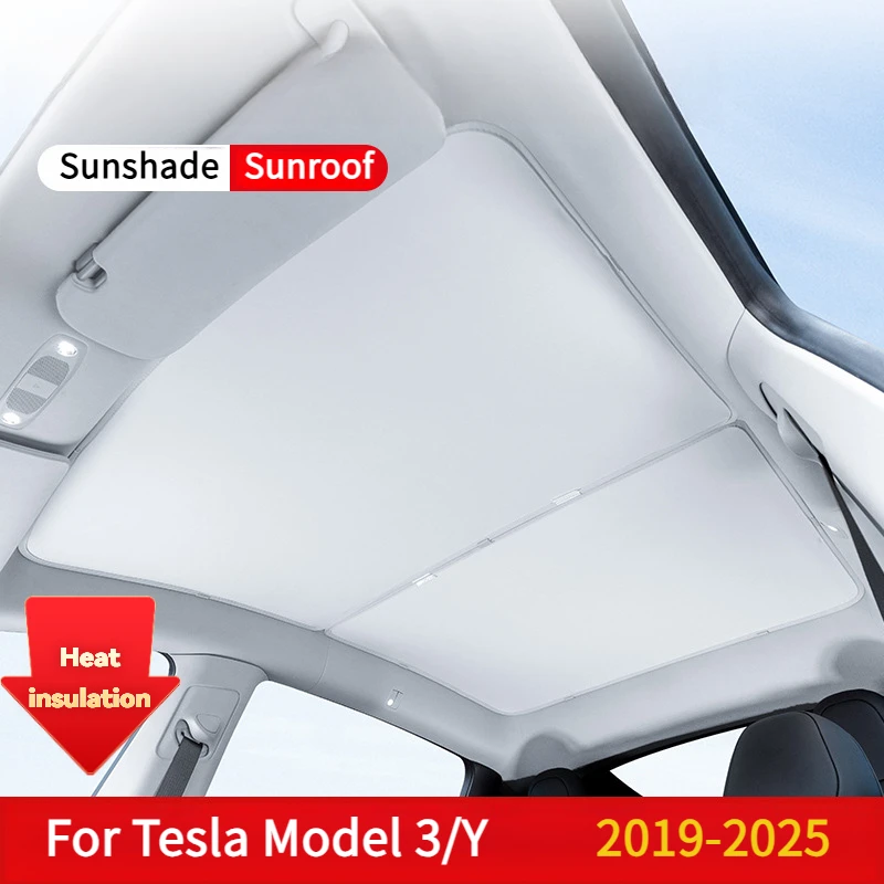 

For Tesla Model 3/Y 2019-2025 Car Sunroof Sunshade Upgrade Ice Cloth Buckle Sun Shades Glass Roof Front Rear Skylight Accessory