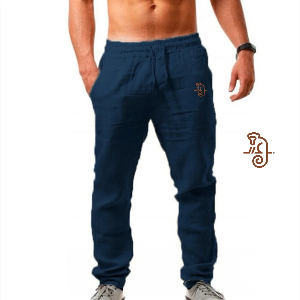 

Pantalones de lino y algodón para hombre, novedad de otoño, pantalones de lino transpirables de Color sólido, ropa de calle depo