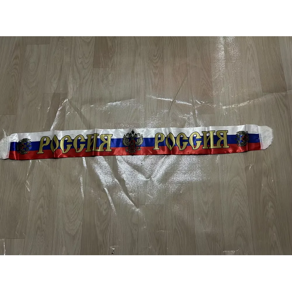 Russia's President Scarf 14x130cm Double-sided Printed Russia Flag Satin Russian Scarf Suitable for History/Sports Events