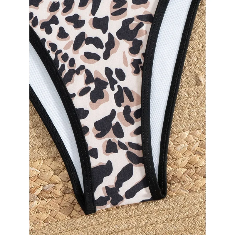 Maillot de bain deux pièces imprimé léopard, sexy, bikini, culotte tanga, ensemble deux pièces, style brésilien, pour femmes, vêtements de plage, 2025