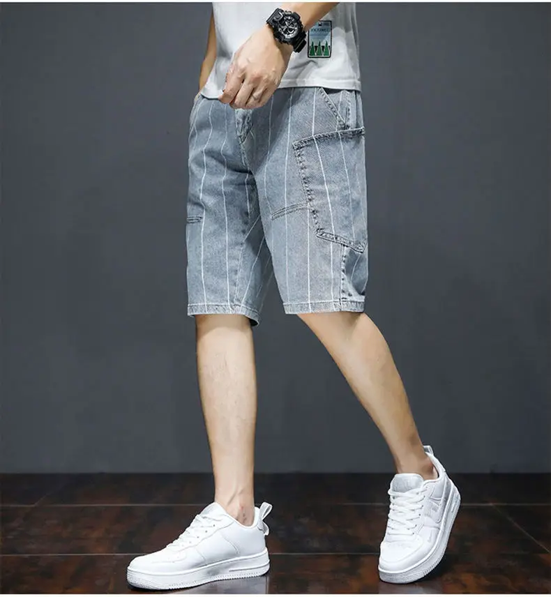 Men Denim Summer Thin Elastic 55-point Trend Korean Versatile Casual Pants
