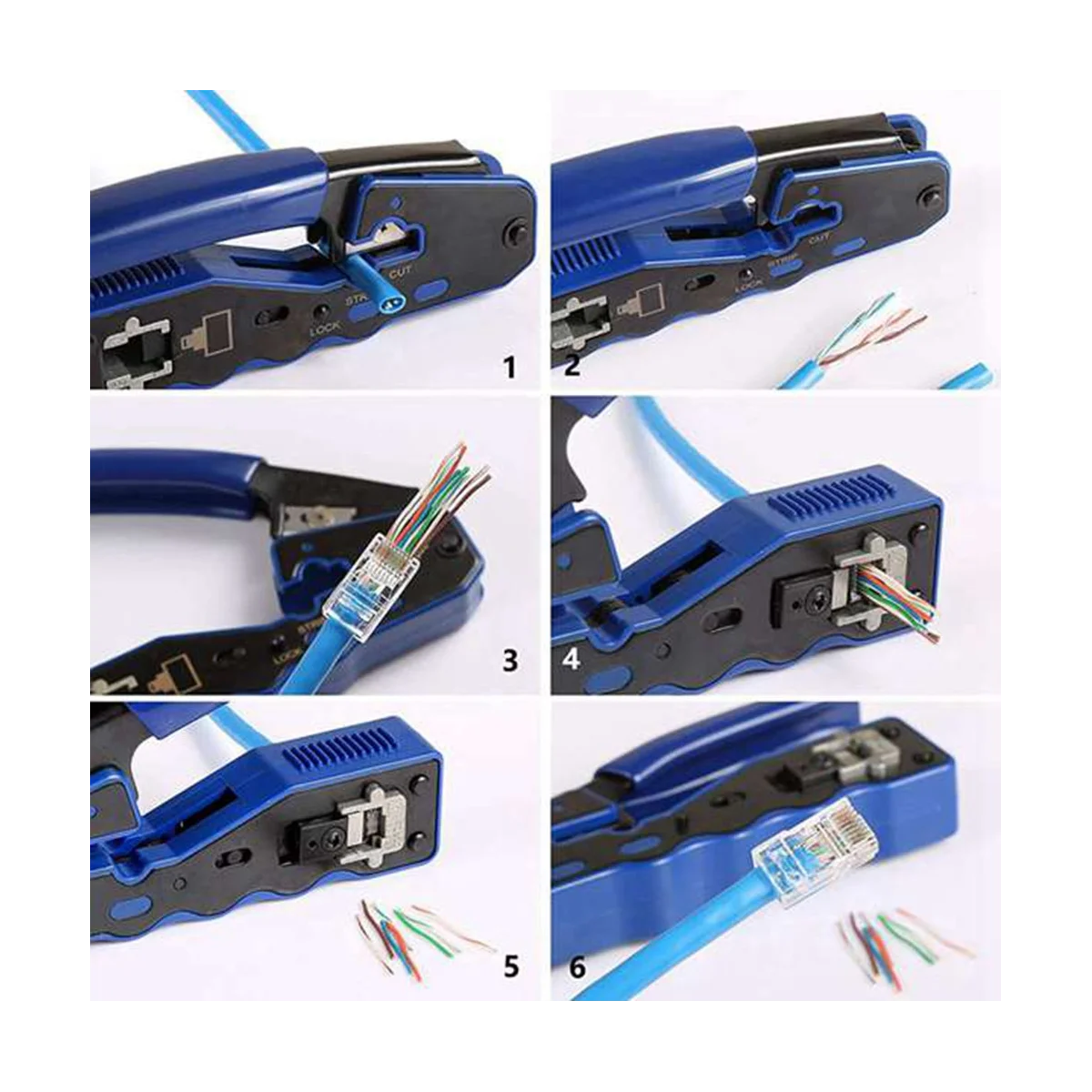 Rede Lan Cable Tester, RJ45 Crimp Ferramenta, Passe Através Modular, CAT6, Cat5E, Cat5, Kit de Crimpagem, 150pcs