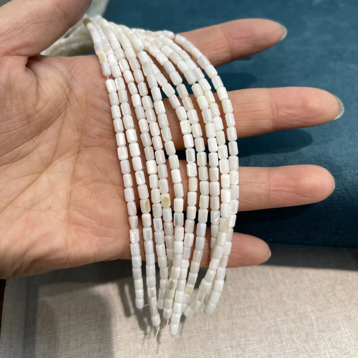 3x5mm Cylindrical Natural Shell Semi-finished Beads for Jewelry Making Supplies DIY Necklaces Bracelets and Accessories 18cm