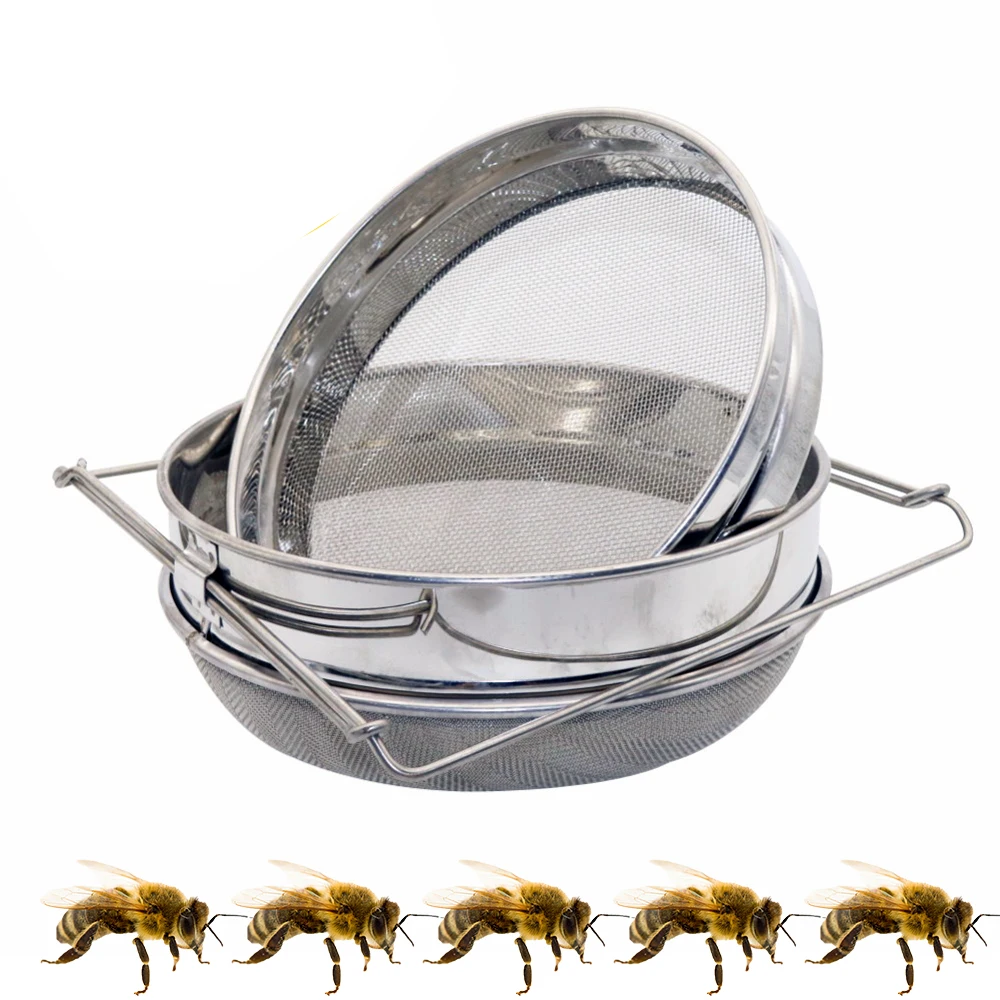 

Stainless Steel Honey Filter For Bottling Straining Filtering Purify Harvested Remove Debris And Wax Adjustable Arms Dual Sieve