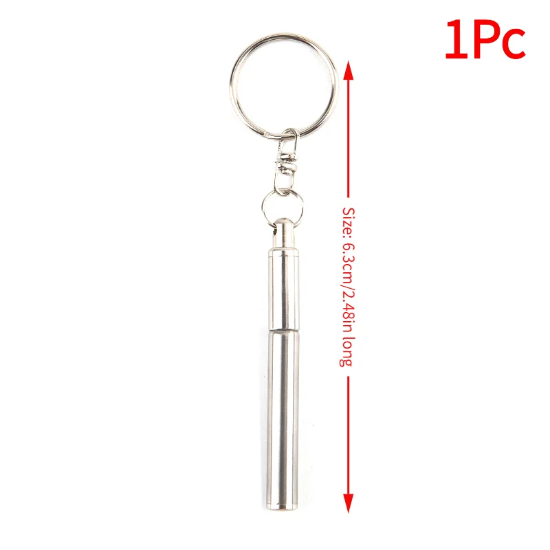1PC Portable Telescoping Tool Pen Metal Key Ring Stainless Steel Keychain Gift.