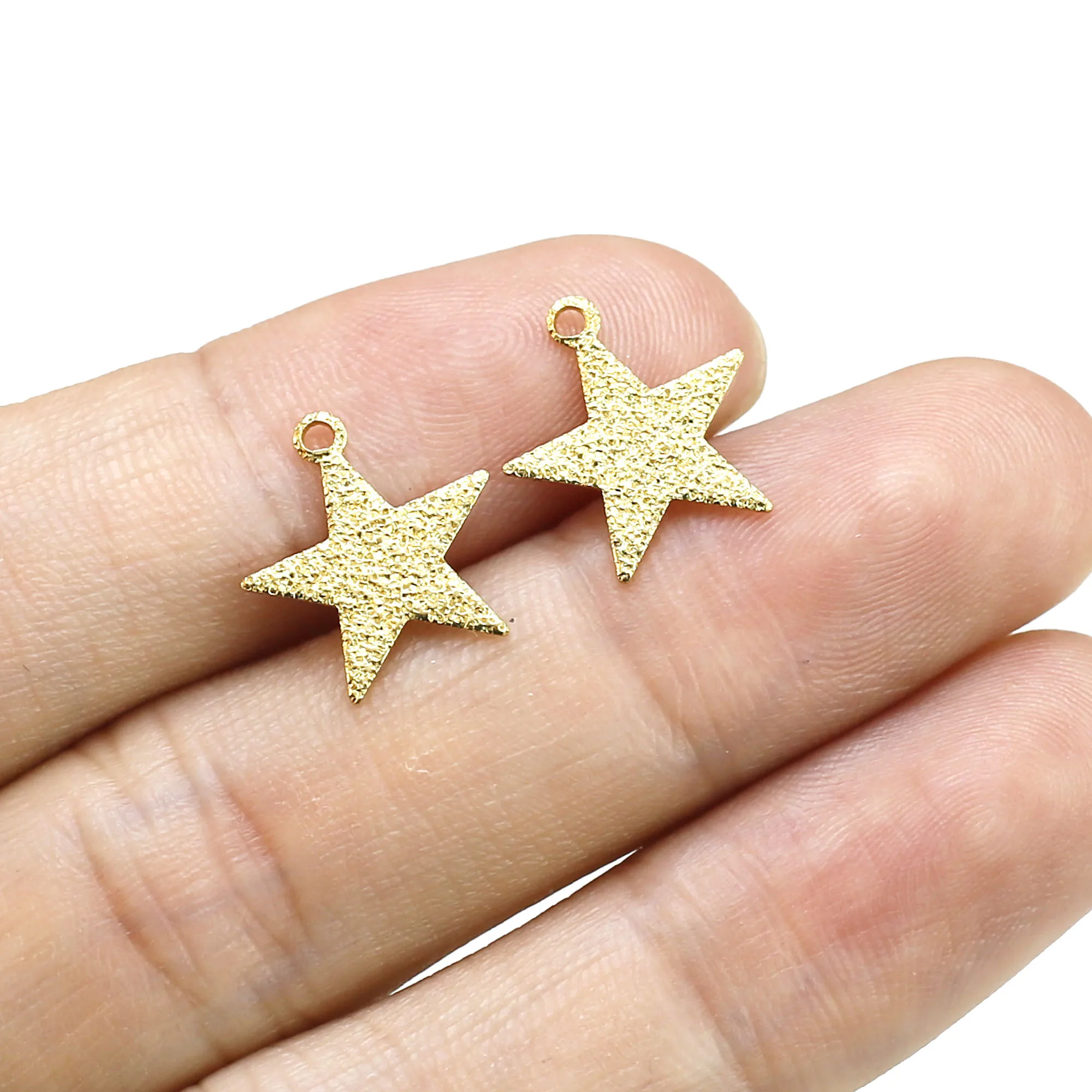 50pcs Mini Star Earring Charm, Bling Star Brass Charms, Earring Findings, 13.8x12.8mm, Jewelry Making R1181