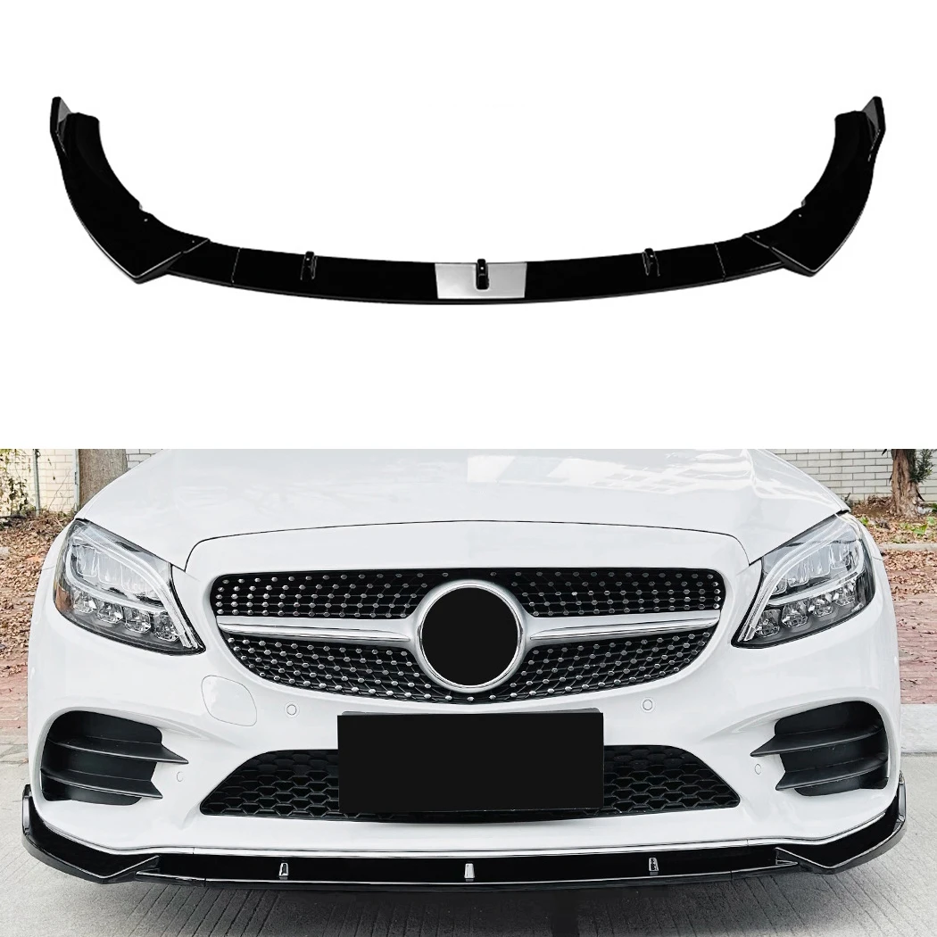 Para-choque dianteiro spoiler para mercedes-benz c-class w205 c205 s205 amg 2019-2021 protetor de para-choque dianteiro divisor de lâmina inferior