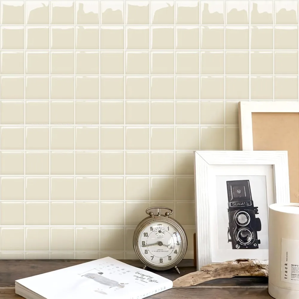 10 Sheets 10"x10" Green 3D Vinyl Backsplash Tiles, Self-Adhesive Peel and Stick Wall Tile Stickers Stick on Subway Tiles for Ki