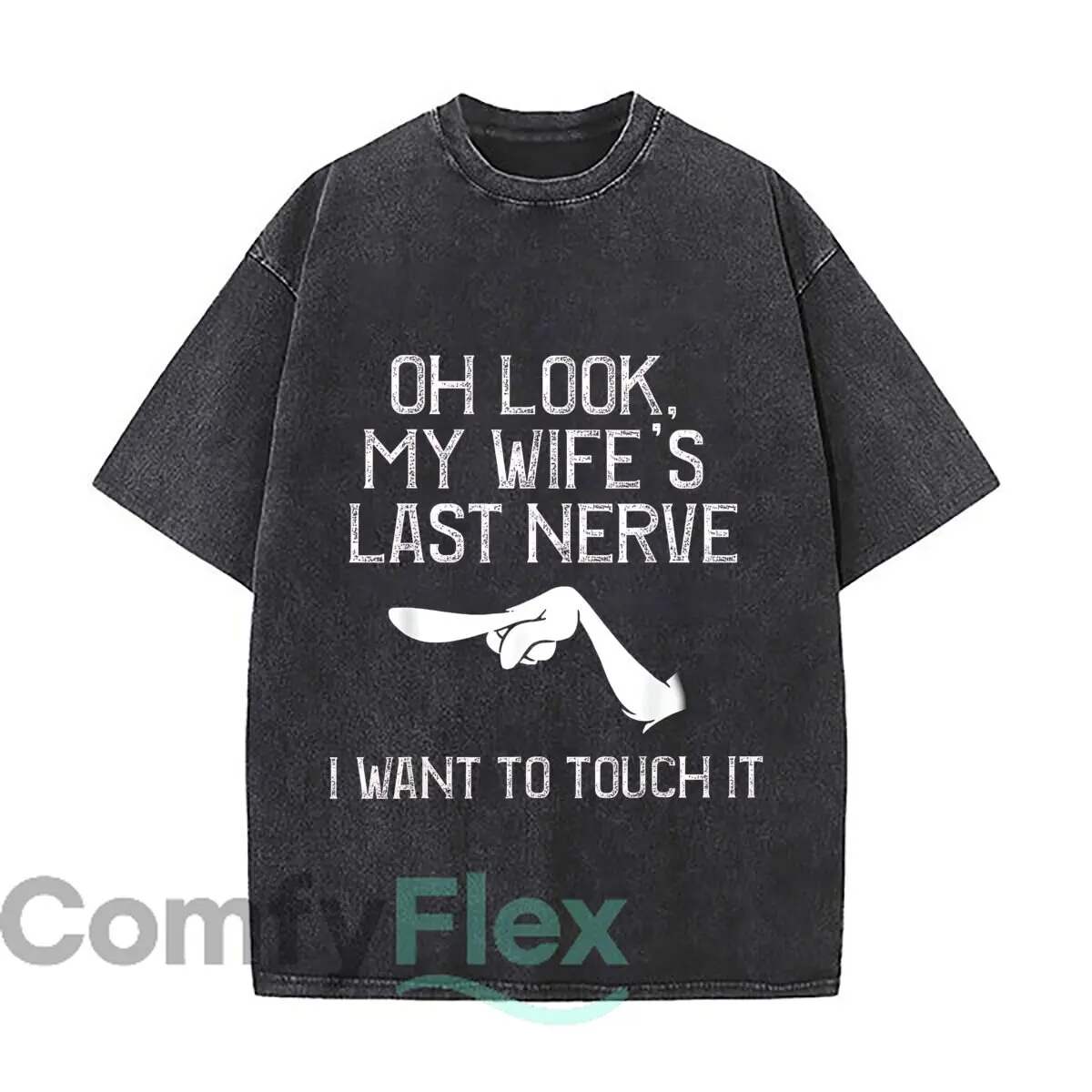 Funny Wife’s Nerve Graphic Washed Vintage Short Sleeve Loose Streetwear Tee