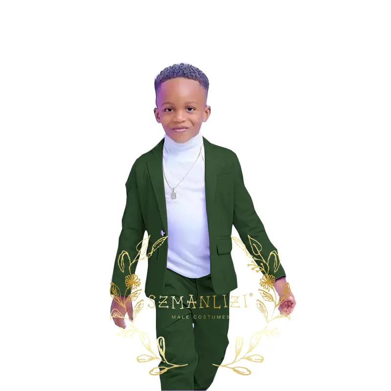 Handsome Boy Suits Set Formal Wedding Tuxedo Notched Lapel 2 Piece Light Purple Party Dress Kids Blazer Pants Costume