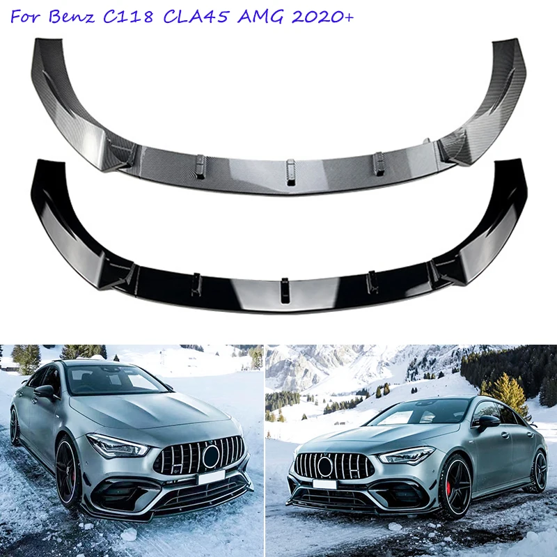 

For Mercedes Benz CLA Class W118 C118 CLA45 AMG 2020 2021 2022+ Car Front Bumper Lip Body Kit Spoiler Splitters Diffuser Cover