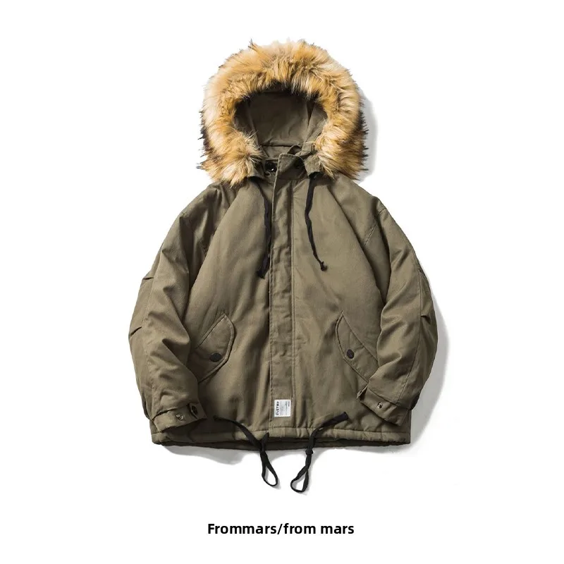 

from American Retro Hooded Cotton Jaet Large Size Casual Men's Warm Windproof Cold Resistant BF Sle Loose Fit