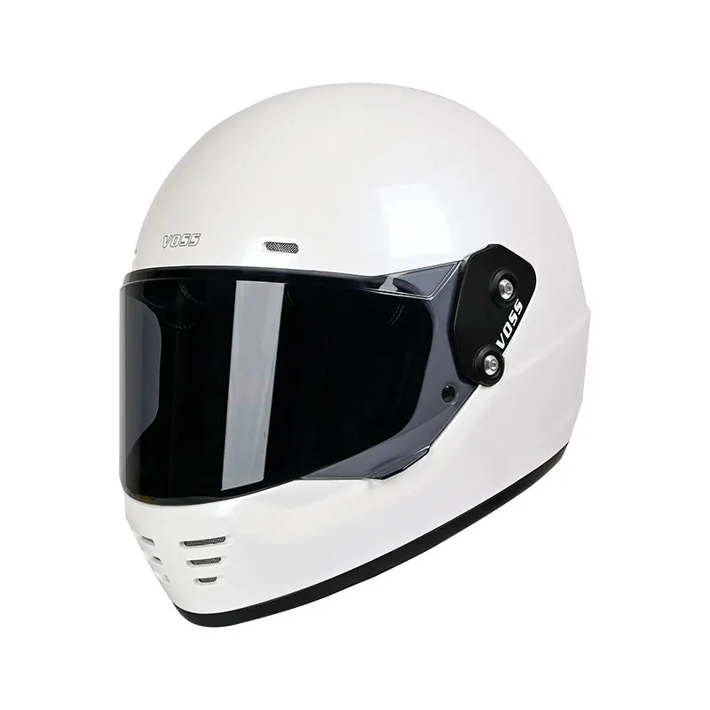 

Gloss White Motorcycle Full Face Helmet With Visor High Quality Retro Motocross Sports Helmet Unisex Racing Helmet