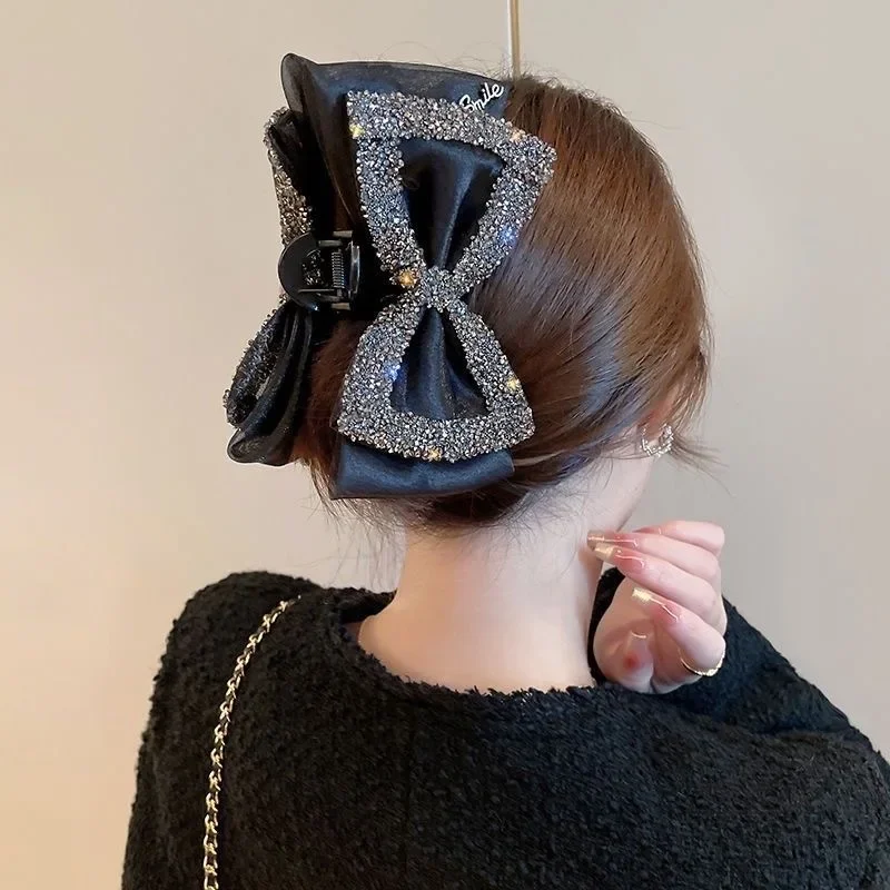 مشبك شعر أنيق على شكل فيونكة من حجر الراين للنساء والفتيات، مشبك شعر أنيق متعدد الاستخدامات، إكسسوارات شعر رائعة، هدايا