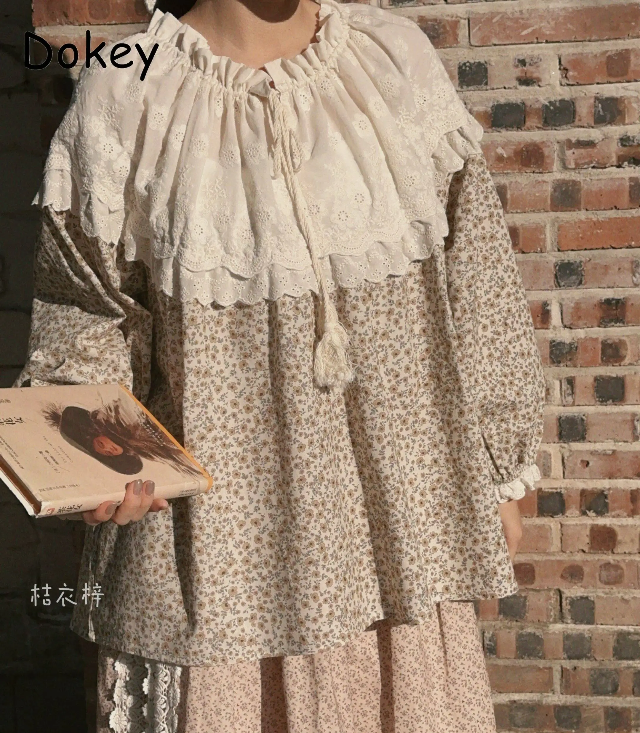 Vintage Lace Ruffled Cotton Linen Shirt Women Summer Sweet Mori Girl Kawaii Puff Sleeve Top Japanese Style Casual Loose Shirt