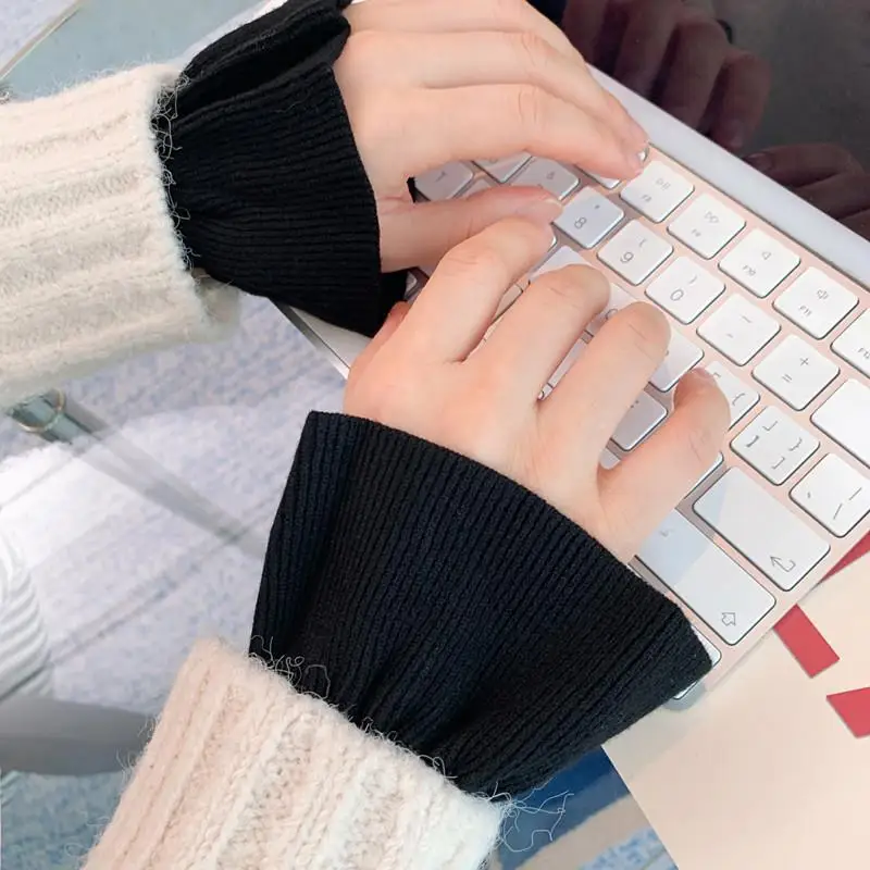 新しい 1 ペア取り外し可能な袖女性のための黒/白弾性快適な袖秋春暖かい袖