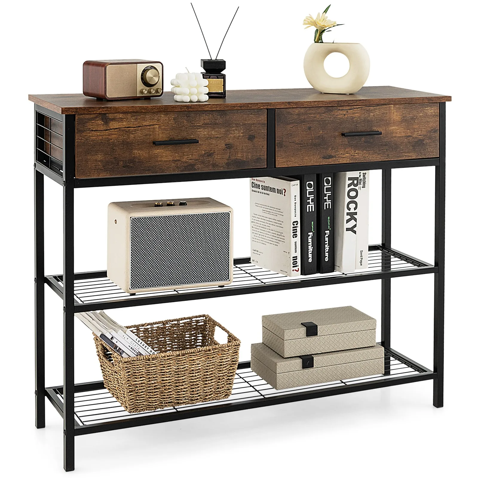 

Console Entryway Sofa Table w/ 2 Drawers for Entrance Living Room Rustic Brown