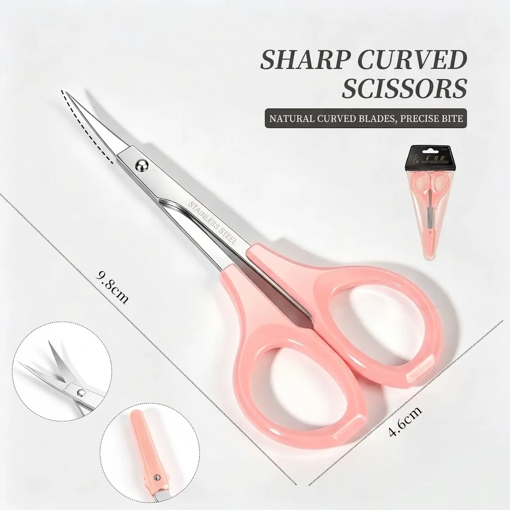 Premium Stainless Steel Eyelash Extension Scissors - Straight & Curved Grooming Shears for Eyebrow Trimming and Lash Grafting