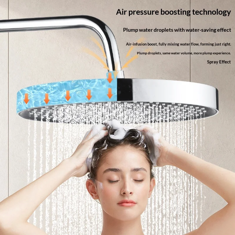 Large overhead shower with 4 functions - household shower handheld shower with large overhead spray