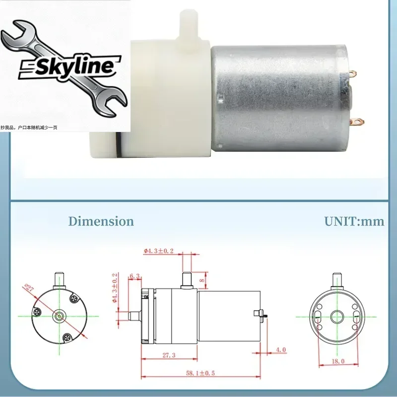 Micro 370 High Pressure Diaphragm Air Pump Negative Pressure Suction Vacuum Pump 3.7V 4.5V 6V 12V for Various Applications