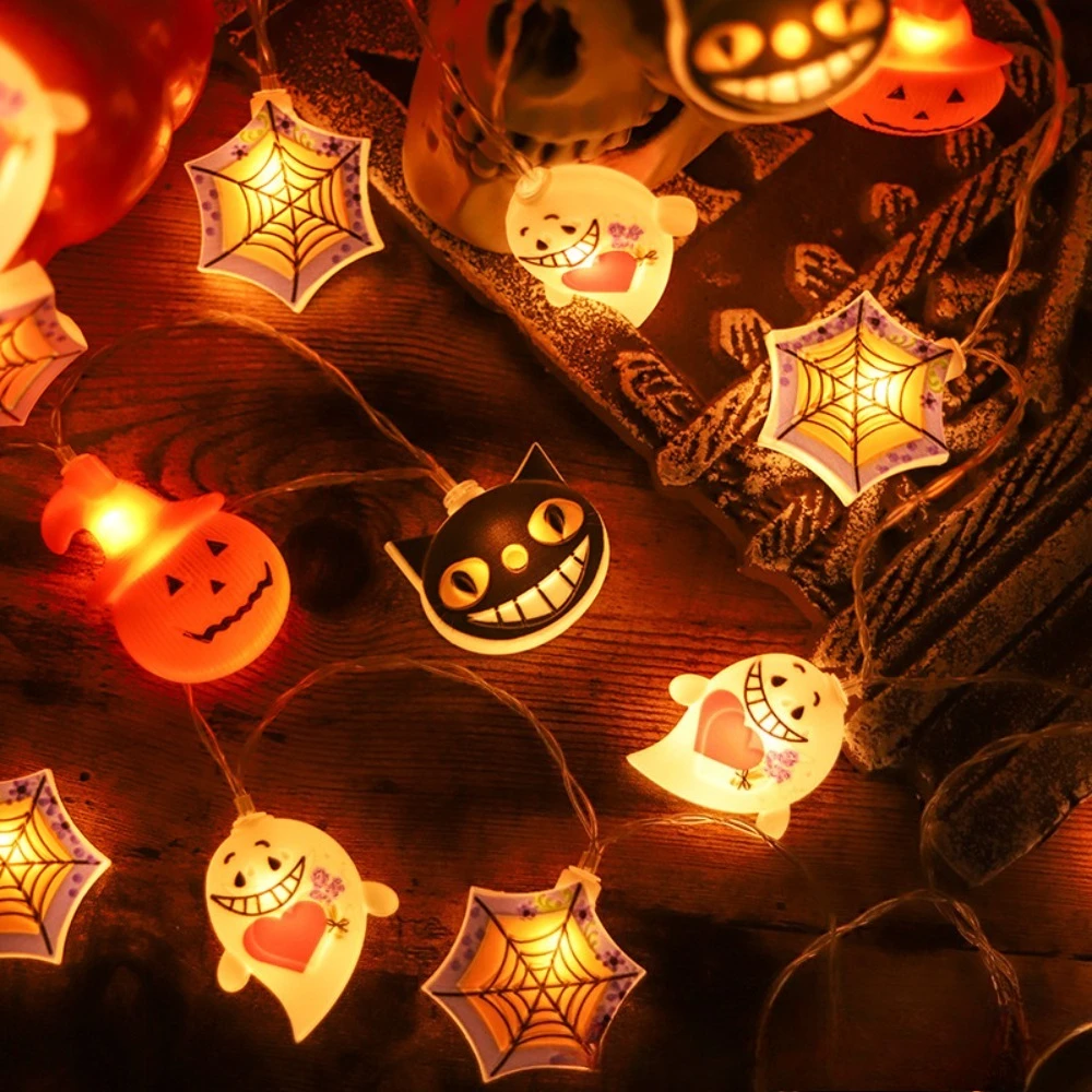 1.5m Halloween LED String Lights Ghost Pumpkin Spider Mummy Skeleton Fairy Lights Suitable for Holiday Party Home Holiday Decor