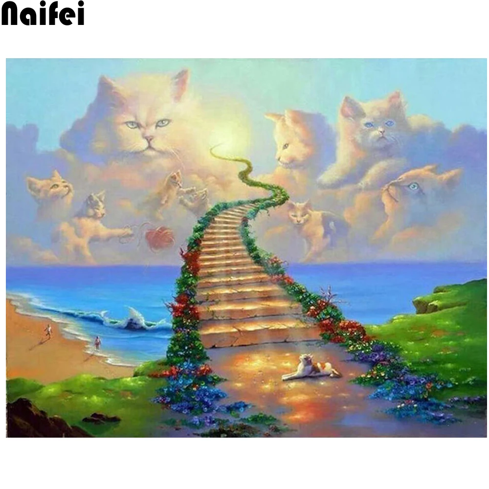 diamond painting custom full square Cat Dog Heaven Rainbow Bridge diamond embroidery diamond mosaic icon eigen foto lightpad