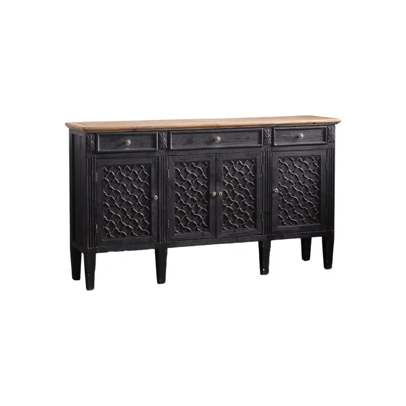 home solid wood porch cabinet, age sense antique furniture decorative cabinet, personalized engraving four-door locker
