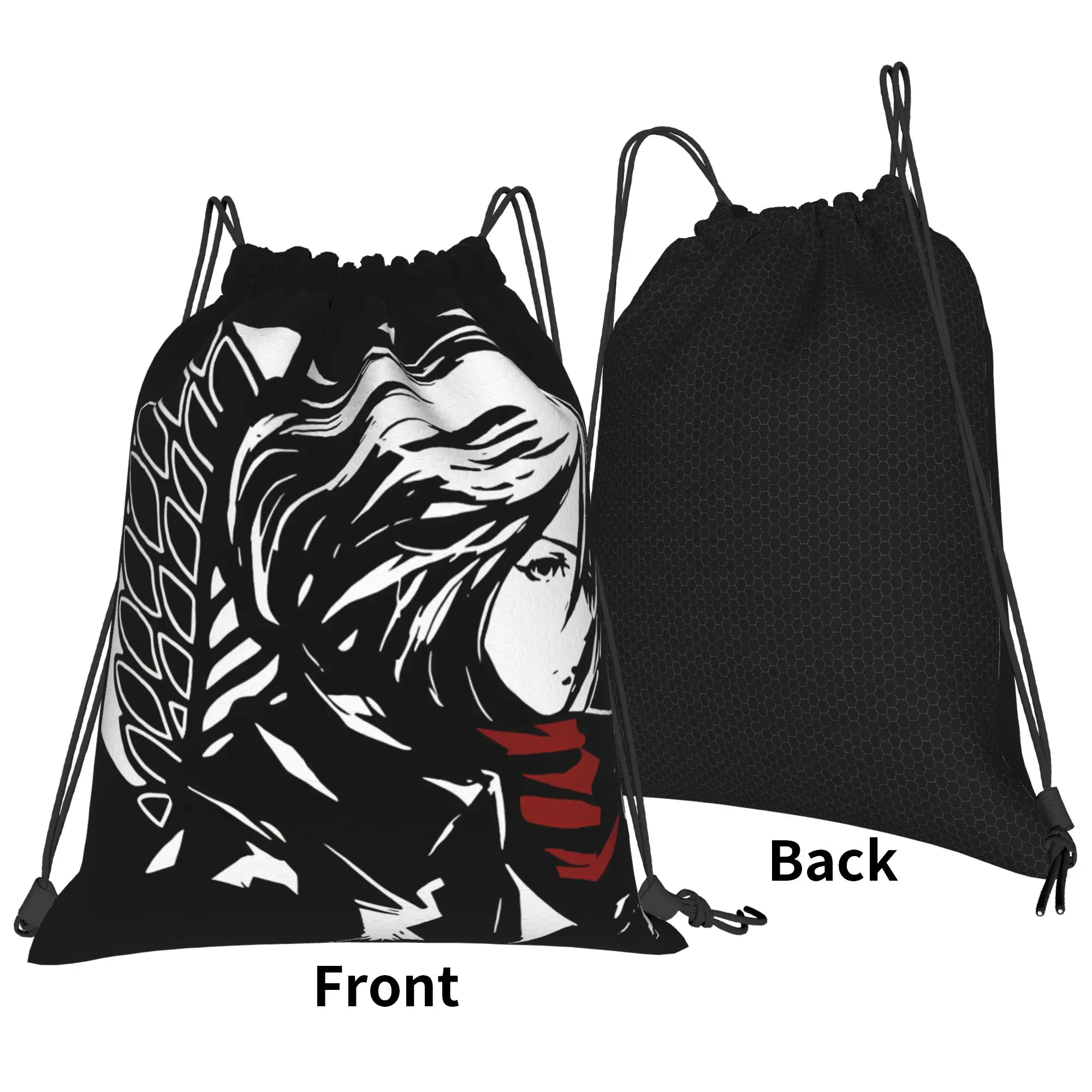 Mikasa Ackerman aAttack-on-Titan Portable Sports Riding Gym Drawstring Storage Sporty Backpacks