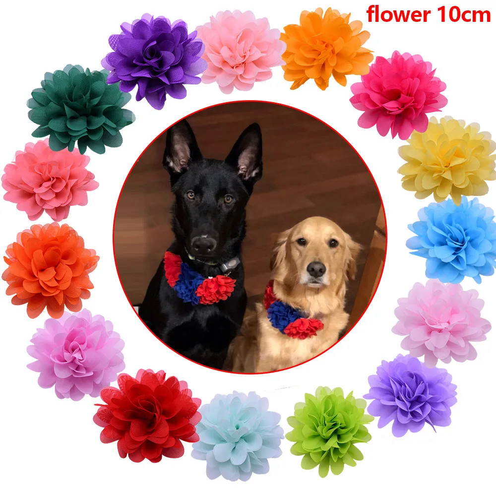 Colorful Flower Pet Dog Collar Charms Solid Color Grooming Collar Pet Bowtie Dog Cat Bowknot Puppy Supplies Dog Accessories