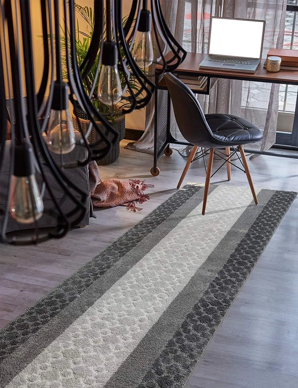 Custom Size Hallway Runner Rug Grey Color 31 Inch Wide Select Your Length Non-Slip (Skid Resistance) Rubber Backing 9 Feet X 31