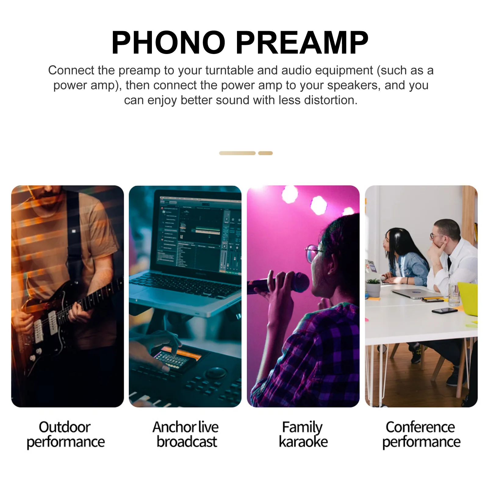 

Phono Preamp for Turntable High Durability ABS Material Home Stereo System Mini Amplifier Eu Plug Low Noise Audio Signal